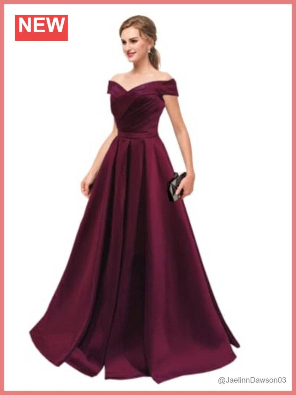 Off Shoulder Satin A-Line Prom Dress with Pockets Built in Bra Formal Evening